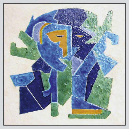 Erna Glasurenmalerei auf Porzellanengobe, 2005, 31 x 31 cm