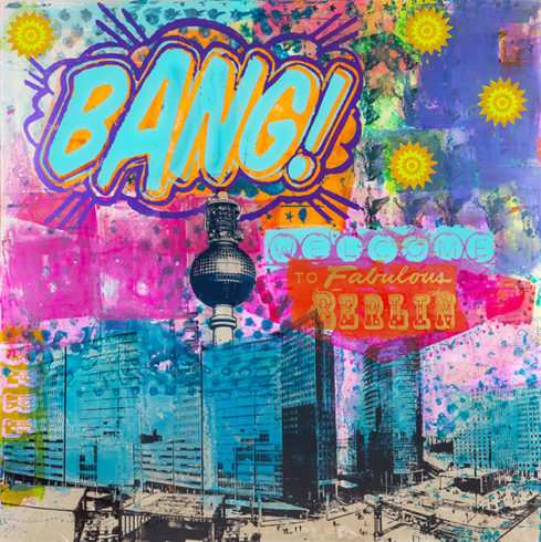 Sandra Rauch Berlin Bang Bang 2013 Mischtechnik auf Acryl 200 x 200 cm