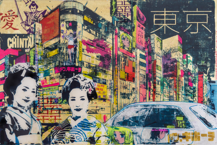 Sandra Rauch Tokyo, Shinyuko 2015 Mischtechnik auf Acryl 80 x 120 cm