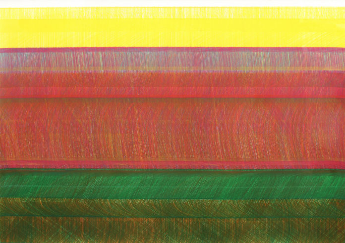 Kantenzeichnung 201301, 2013, Buntstift, 103 x 157 cm