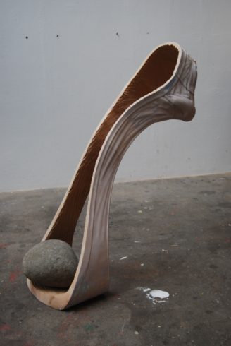David, 2013, Linde, bemalt, Stein, 100 x 83 x 36 cm, Christoph Platz
