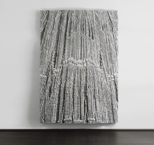 Kathedrale, 2012, Wellpappenrelief, mit Gesso bemalt, Grafit, Permanentmarker, 296 x 200 x 25 cm © VG Bild-Kunst, Bonn 2018/ Martin Spengler, Foto: © Galerie Thomas Modern, Foto: Walter Bayer