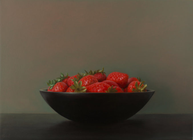Erdbeere, 2019, Öl auf MDF, 24,5 x 33,6 cm