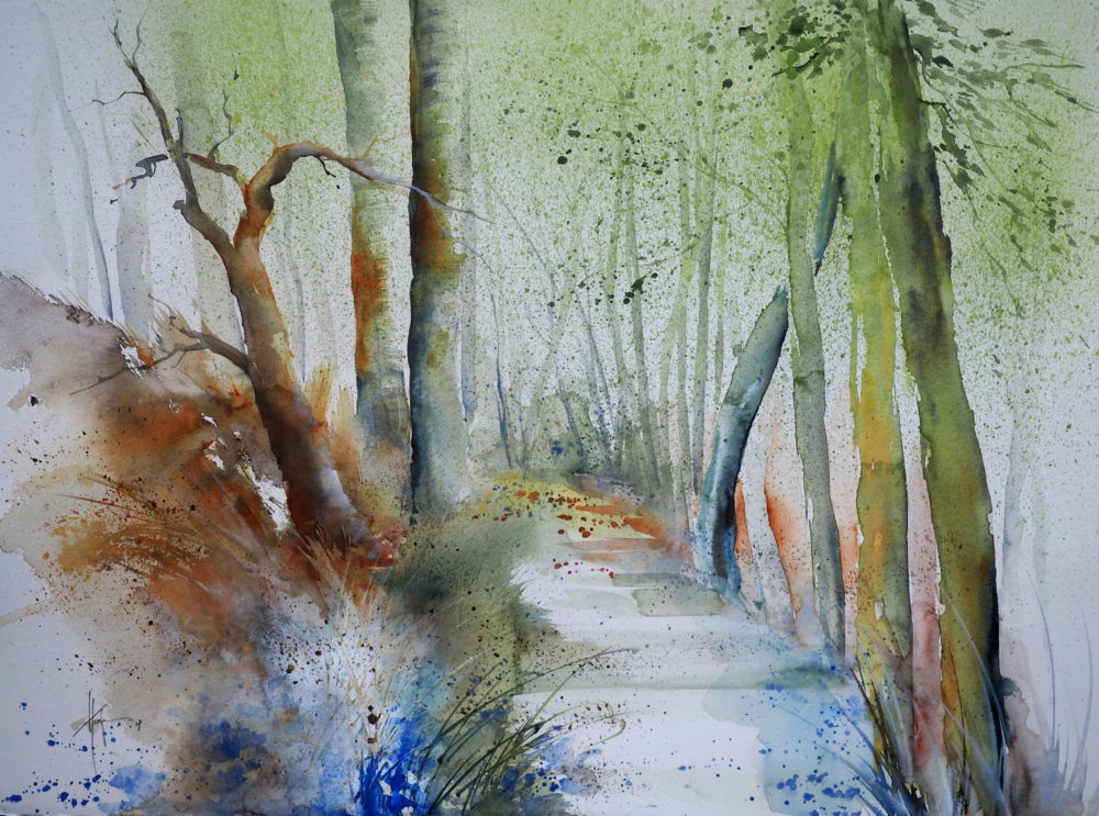 Ekkehardt Hofmann, Waldweg, Aquarell, © VG Bild-Kunst, Bonn 2018/ Ekkehardt Hofmann