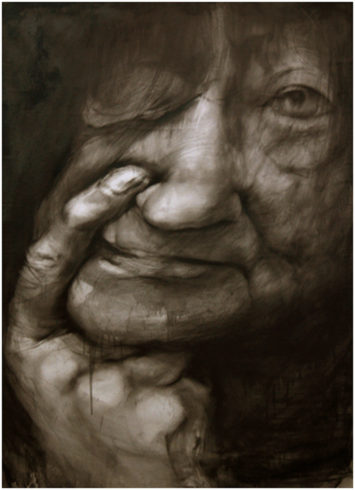 Porträt 3, 2019, Bleistift, Grafit, 145 x 100 cm © und Foto: Piotr Sonnewend