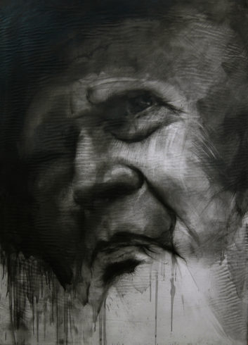 Porträt M 4, 2018, Grafit, Bleistift, 145 x 100 cm © und Foto: Piotr Sonnewend