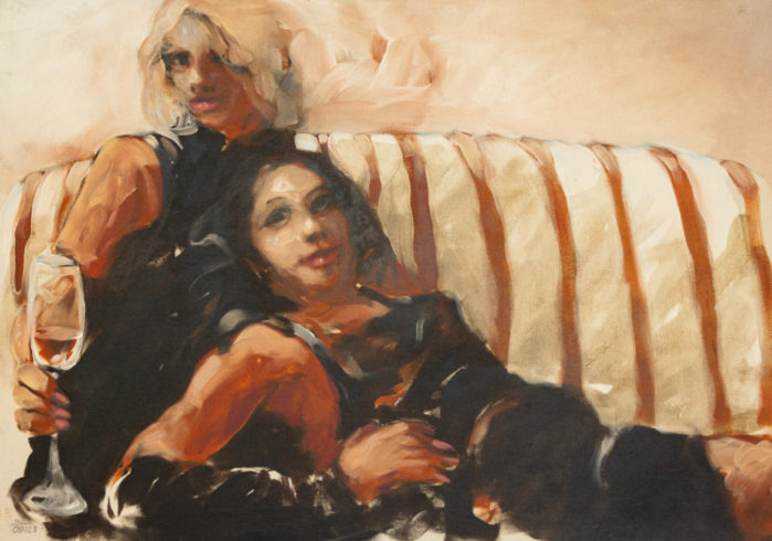 08023, Eugen mit Oliver, 2008, Öl auf Nessel, 70 x 100 cm