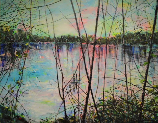Am Rhein XXI, 2020, Acryl auf Leinwand, 120 x 150 cm © VG Bild-Kunst, Bonn 2021/ Tanja Vetter, Foto: Tanja Vetter