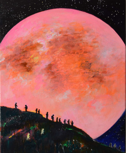 Auf Abwegen XVI, 2017, Acryl auf Leinwand, 30 x 24 cm, Privatsammlung © VG Bild-Kunst, Bonn 2021/ Tanja Vetter, Foto: Alexander Horn