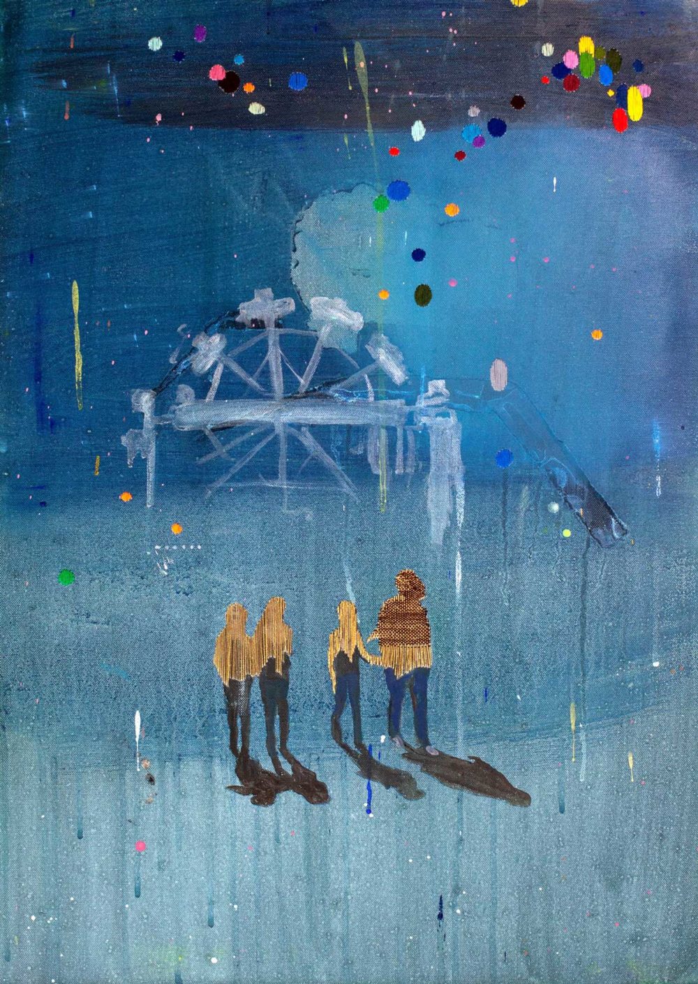 Zauberland, 2019, Mischtechnik und Stickerei auf Baumwolle, 70 x 50 cm © VG Bild-Kunst, Bonn 2021/ Meike Lohmann, Foto: Tobias Ziegler.