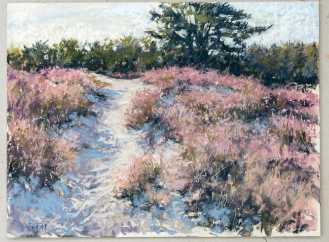 „Heide“, 2019, 30 x 40 cm, mit Nassuntermalung