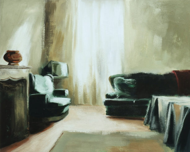 Sonntags, 2023, Acryl/Karton/Leinwand, 80 x 100 cm © und Foto: Carola Dewor