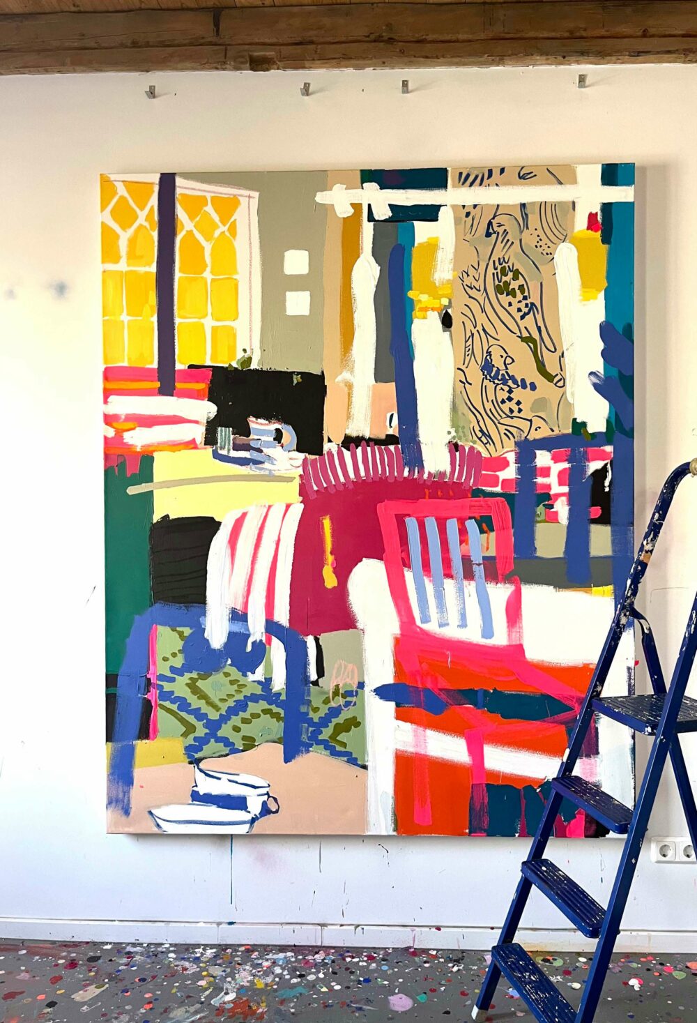 Renndolsetra, 2021, Mischtechnik auf Leiwand, 200 x 160 cm. Foto: Isabelle Winkler