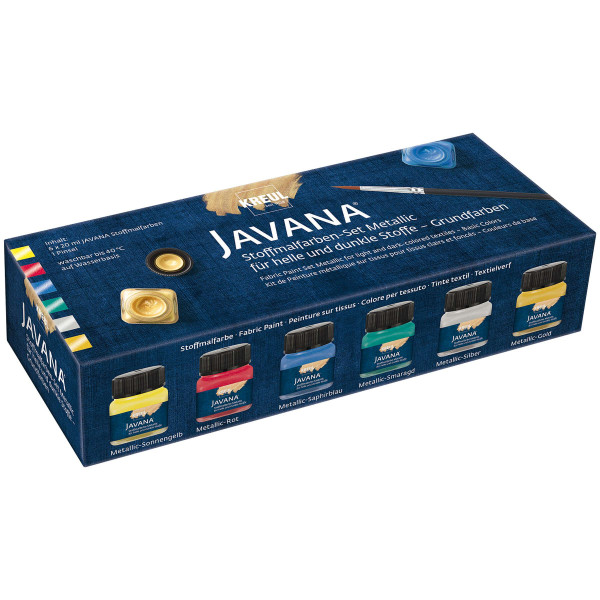 Kreul Javana Stoffmalfarben-Set Metallicfarben, für helle und dunkle Stoffe