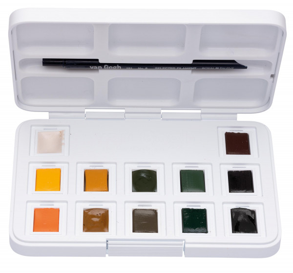 Royal Talens – Van Gogh Pocket Box mit 12 ½ Näpfchen Naturfarbtöne